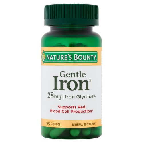 Nature's Bounty Gentle Iron Glycinate Capsules, 28 mg, 90 count