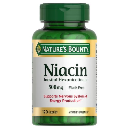 Nature's Bounty Niacin Inositol Hexanicotinate Vitamin Supplement, 500 mg, 120 count