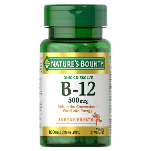 Nature's Bounty B-12 Vitamin Supplement, 500 mcg, 100 count