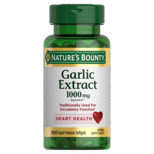 Nature's Bounty Garlic Extract Rapid Release Softgels, 1000 mg, 100 count