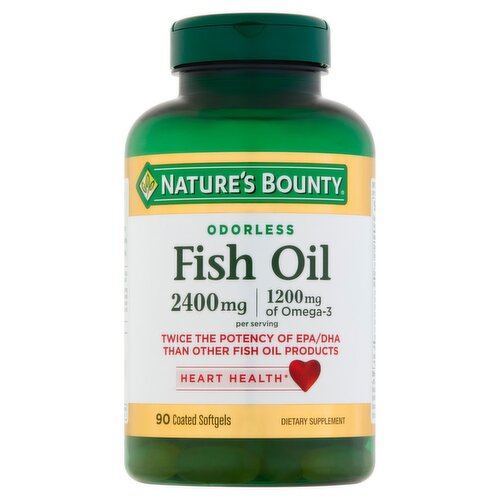 Nature's Bounty Odorless Fish Oil Dietary Supplement, 2400 mg, 90 count