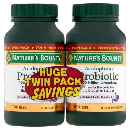 Nature's Bounty Acidophilus Probiotic Dietary Supplement Twin Pack, 100 count