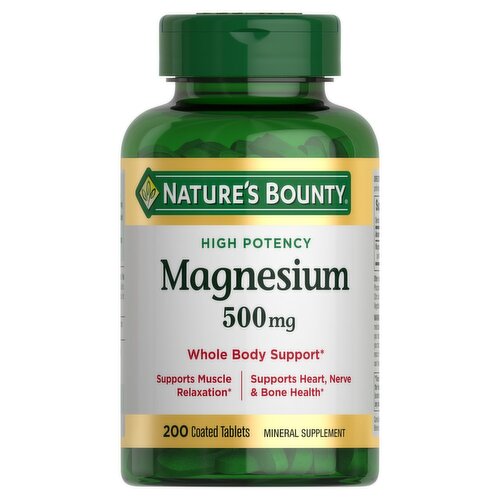 Nature's Bounty Magnesium Coated Tablets, 500 mg, 200 count