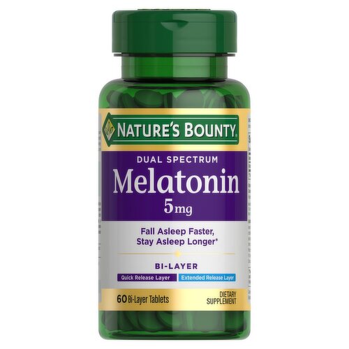 Nature's Bounty Dual Spectrum Melatonin Dietary Supplement, 5 mg, 60 count