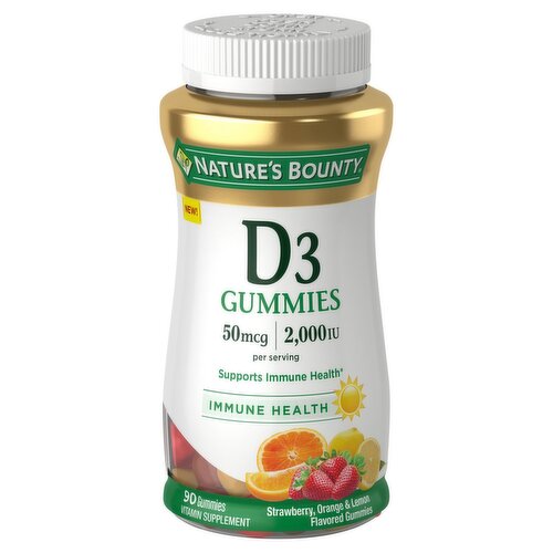 Nature's Bounty Vitamin D3 Gummies, 50 mcg, 2000 IU, 90 Ct