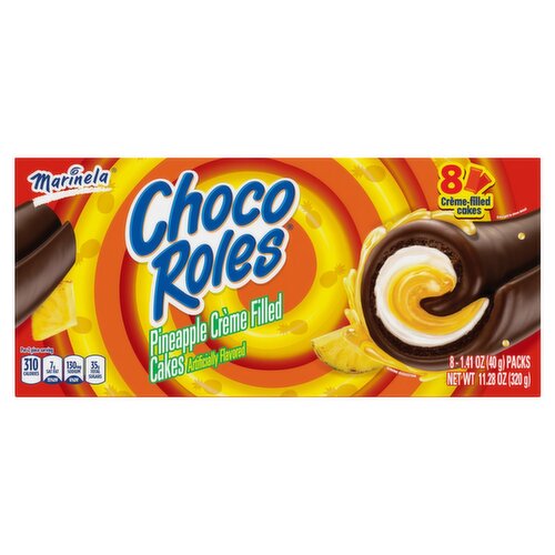 Marinela Choco Roles Pineapple Crème-Filled Cakes, 1.41 oz, 8 count