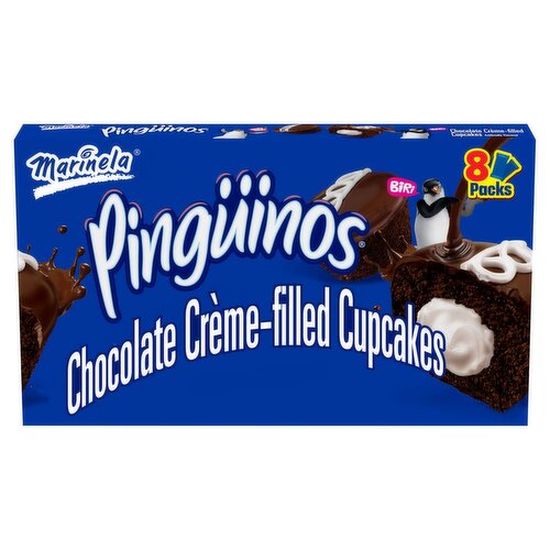 Marinela Pingüinos Chocolate Crème-Filled Cupcakes, 11.28 oz, 8 count