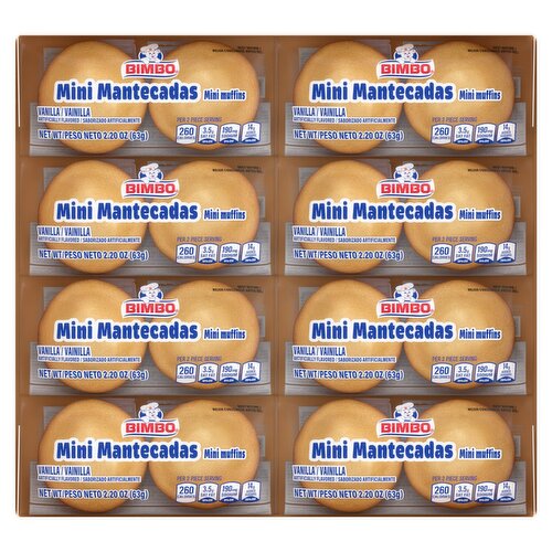 Bimbo Mini Mantecadas Vanilla Mini Muffins Twin Packs, 2.20 oz, 8 count