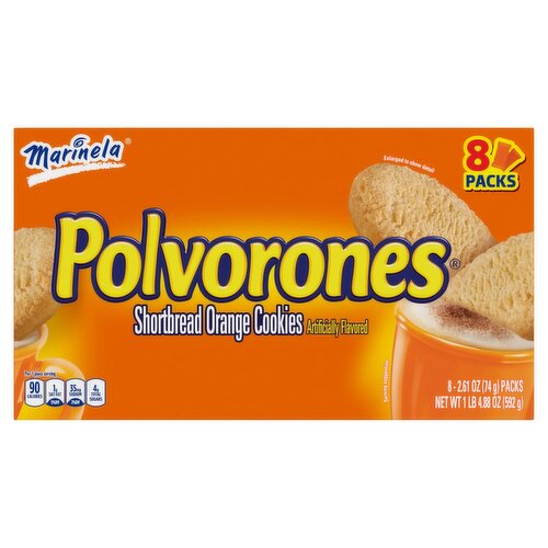 Marinela Polvorones Shortbread Orange Cookies, 2.61 oz, 8 count