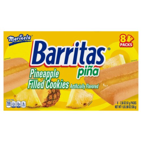 Marinela Barritas Pineapple Filled Cookies, 2.36 oz, 8 count