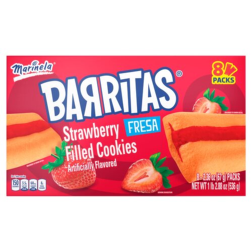 Marinela Barritas Strawberry Filled Cookies, 2.36 oz, 8 count