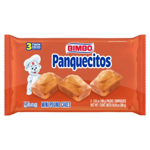 Bimbo Panquecitos Mini Pound Cakes Twin Packs, 3.53 oz, 3 count