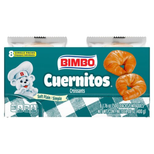 Bimbo Cuernitos Soft Plain Croissants, 1.76 oz, 8 count