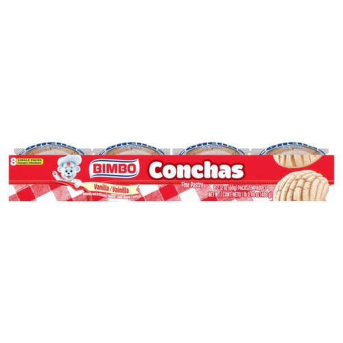 Bimbo Conchas Vanilla Fine Pastry, 2.12 oz, 8 count