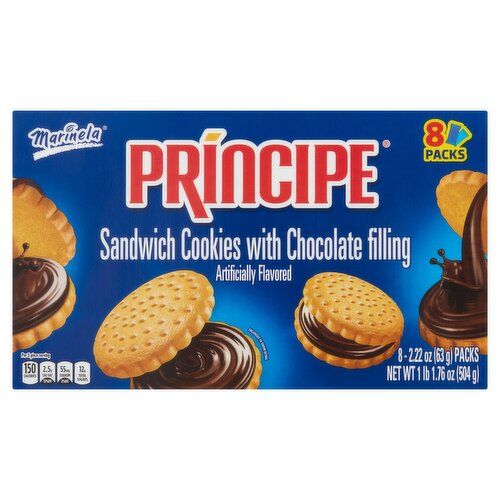 Marinela Principe Sandwich Cookies with Chocolate Filling, 2.22 oz, 8 count