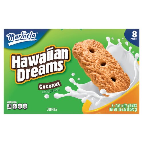 Marinela Hawaiian Dreams Coconut Cookies, 2.54 oz, 8 count