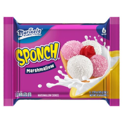 Marinela Sponch Marshmallow Cookies, 1.59 oz, 6 count