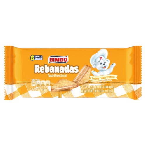 Bimbo Rebanadas Creamy Toasted Sweet Bread, 1.94 oz, 6 count