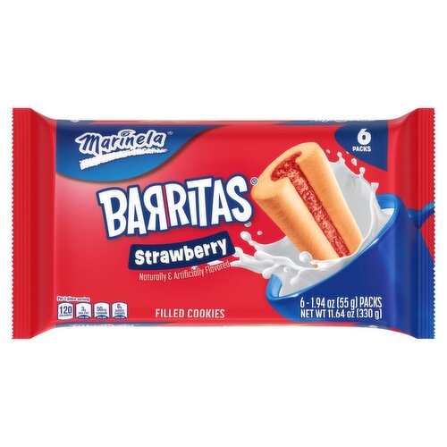 Marinela Barritas Strawberry Filled Cookies, 1.94 oz, 6 count