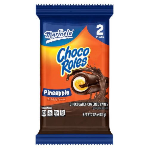 Marinela Choco Roles Pineapple Chocolatey Covered Cakes, 2 count, 2.82 oz