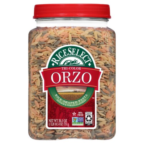 RiceSelect Tri-Color Orzo Spinach & Tomato Flavored Rice-Shaped Pasta, 26.5 oz