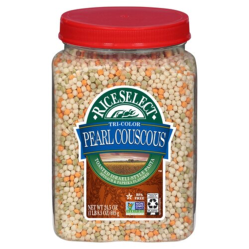 RiceSelect Tri-Color Pearl Couscous Spinach & Paprika Flavored Toasted Israeli-Style Pasta, 24.5 oz