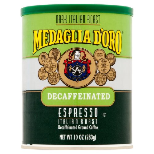 Medaglia D'oro Espresso Dark Italian Roast Decaffeinated Ground Coffee, 10 oz