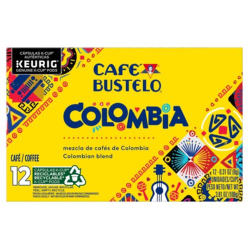 Café Bustelo Colombian Blend Coffee K-Cup Pods, 0.31 oz, 12 count