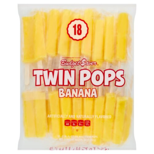 Budget Saver Banana Twin Pops, 2.35 fl oz, 18 count