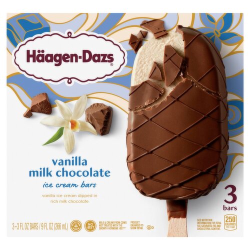 Häagen-Dazs Vanilla Milk Chocolate Ice Cream Bars, 3 fl oz, 3 count