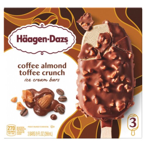 Häagen-Dazs Coffee Almond Toffee Crunch Ice Cream Bars, 3 count, 9 fl oz