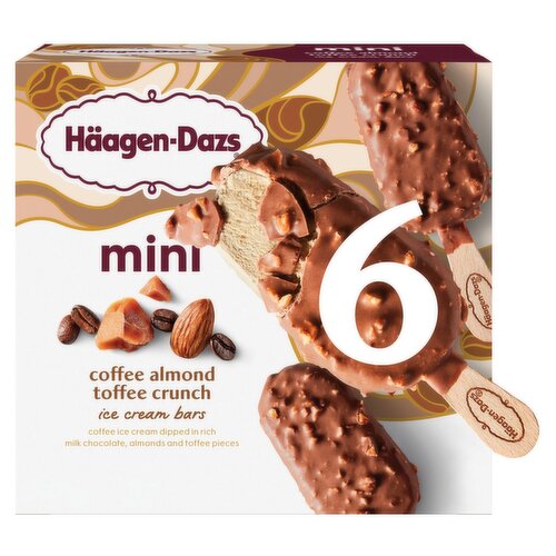 Häagen-Dazs Mini Coffee Almond Toffee Crunch Ice Cream Bars, 1.85 fl oz, 6 count