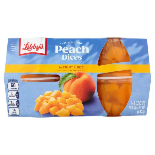 Libby's Yellow Cling Peach Dices in Fruit Juice, 4 oz, 4 count