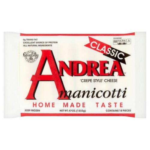 Andrea Classic Crepe Style Cheese Manicotti, 18 count, 47 oz