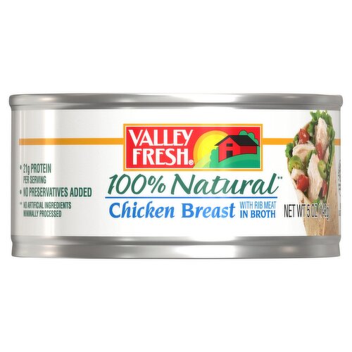 Valley Fresh Chicken Breast with Rib Meat in Broth, 5 oz