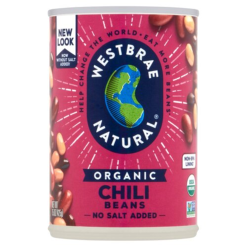 Westbrae Natural Organic No Salt Added Chili Beans, 15 oz