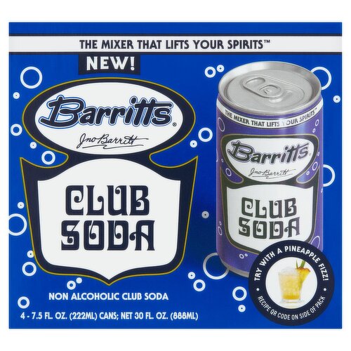 Barritis Non Alcoholic Club Soda, 7.5 fl oz, 4 count