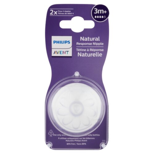 Philips Avent Natural Response Flow Nipples, 3m+, 2 count