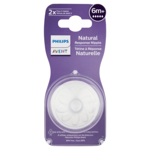 Philips Avent Natural Response Flow Nipples, 6m+, 2 count