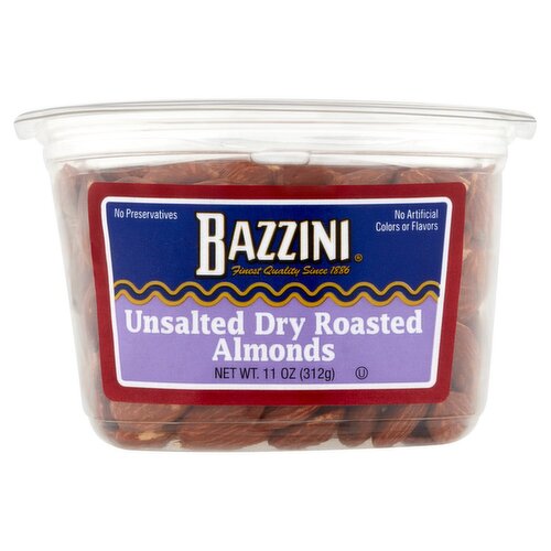 Bazzini Unsalted Dry Roasted Almonds, 11 oz