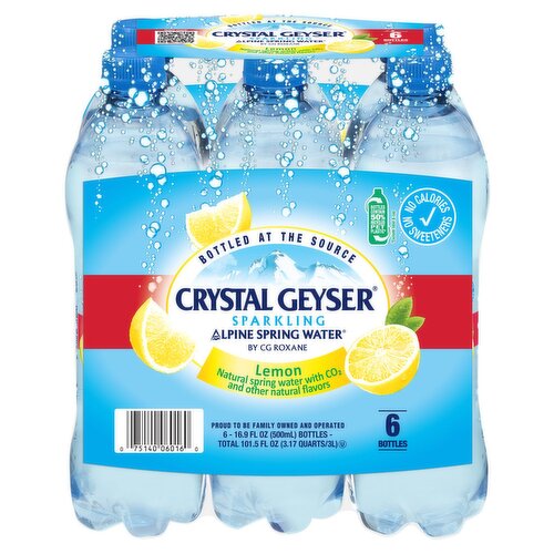 CG Roxane Crystal Geyser Lemon Sparkling Alpine Spring Water, 16.9 fl oz, 6 count