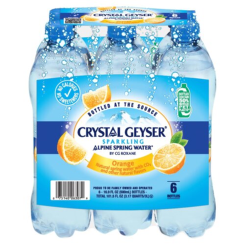 CG Roxane Crystal Geyser Orange Sparkling Alpine Spring Water, 16.9 fl oz, 6 count
