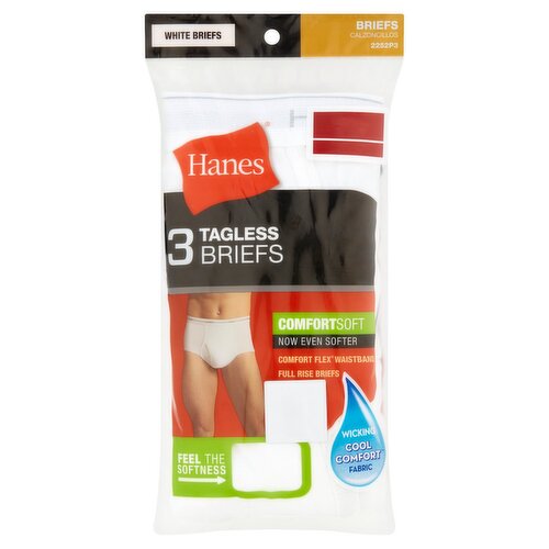 Hanes Tagless White Briefs, 3 count