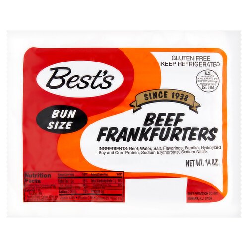 Best's Beef Frankfurters Bun Size, 10 count, 14 oz