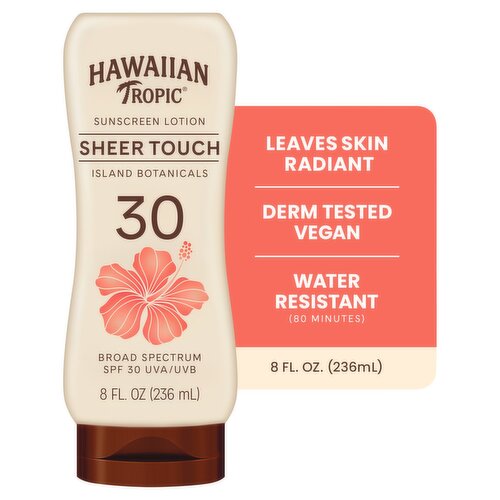 Hawaiian Tropic Sheer Touch UVA/UVB Broad Spectrum Sunscreen Lotion, SPF 30, 8 fl oz