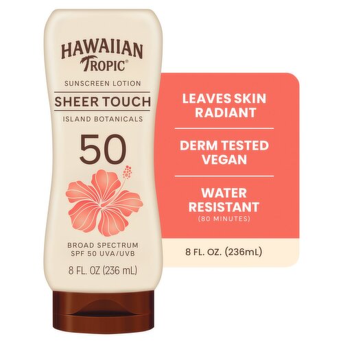 Hawaiian Tropic Sheer Touch Broad Spectrum Sunscreen Lotion, SPF 50, 8 fl oz