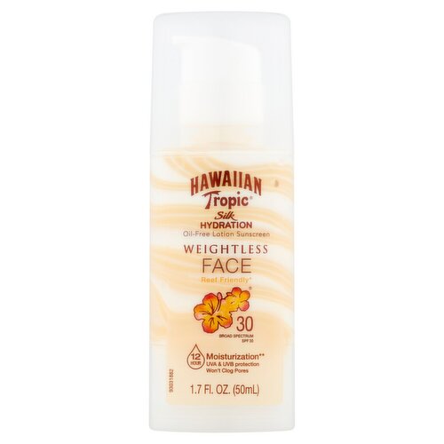 Hawaiian Tropic Silk Hydration Weightless Face Oil-Free Lotion Sunscreen, SPF 30, 1.7 fl oz