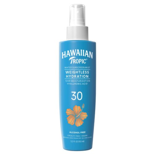 Hawaiian Tropic Weightless Hydration Broad Spectrum Water Sunscreen Mist, SPF 30, 5.2 fl oz