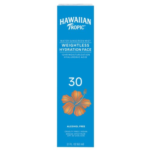 Hawaiian Tropic Weightless Hydration Face Water Sunscreen Mist SPF 30, 2.1 fl oz