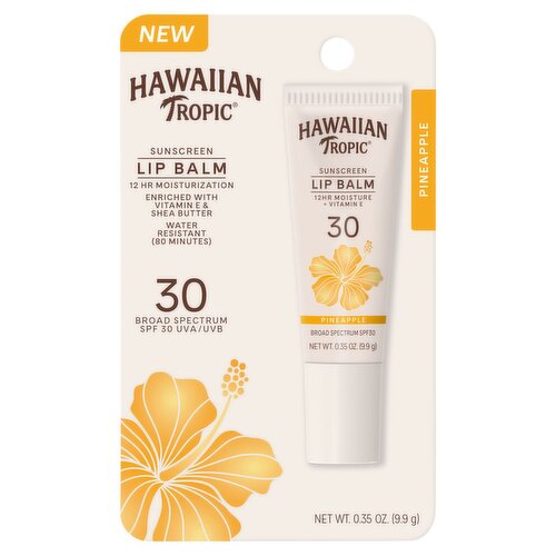 Hawaiian Tropic Pineapple Broad Spectrum SPF 30 UVA / UVB Sunscreen Lip Balm, 0.35 oz